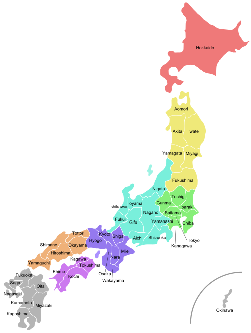 日本の地域区分地図