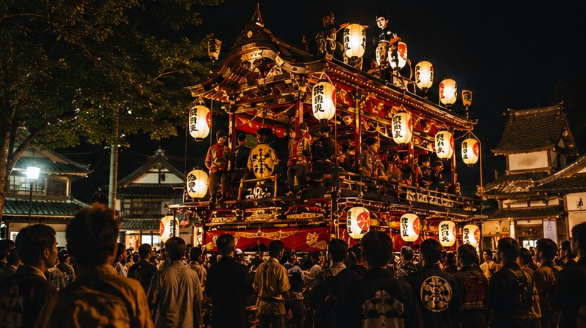 祭り・伝統行事（山車と提灯）の様子